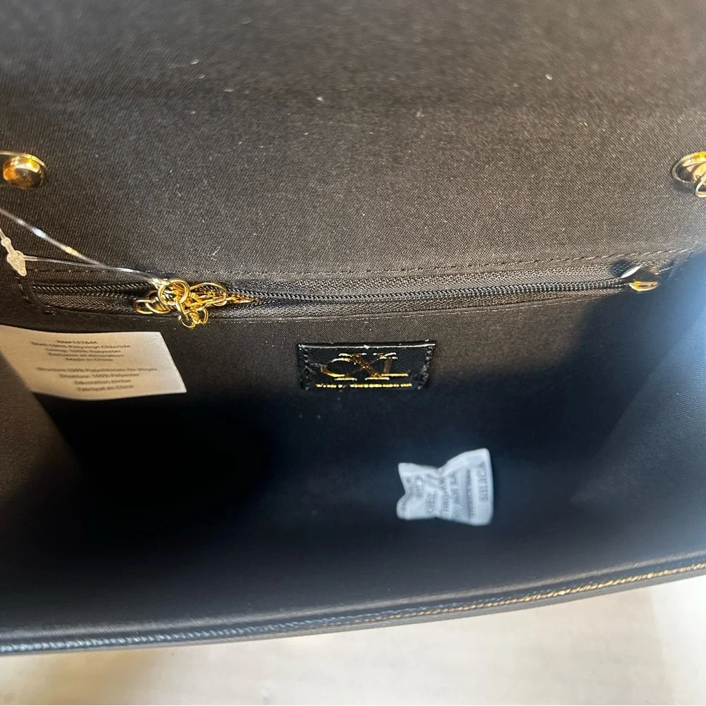 CXL By Christian Lacroix Black Paris Caviar Clutch W Detachable‎ Chain NWT